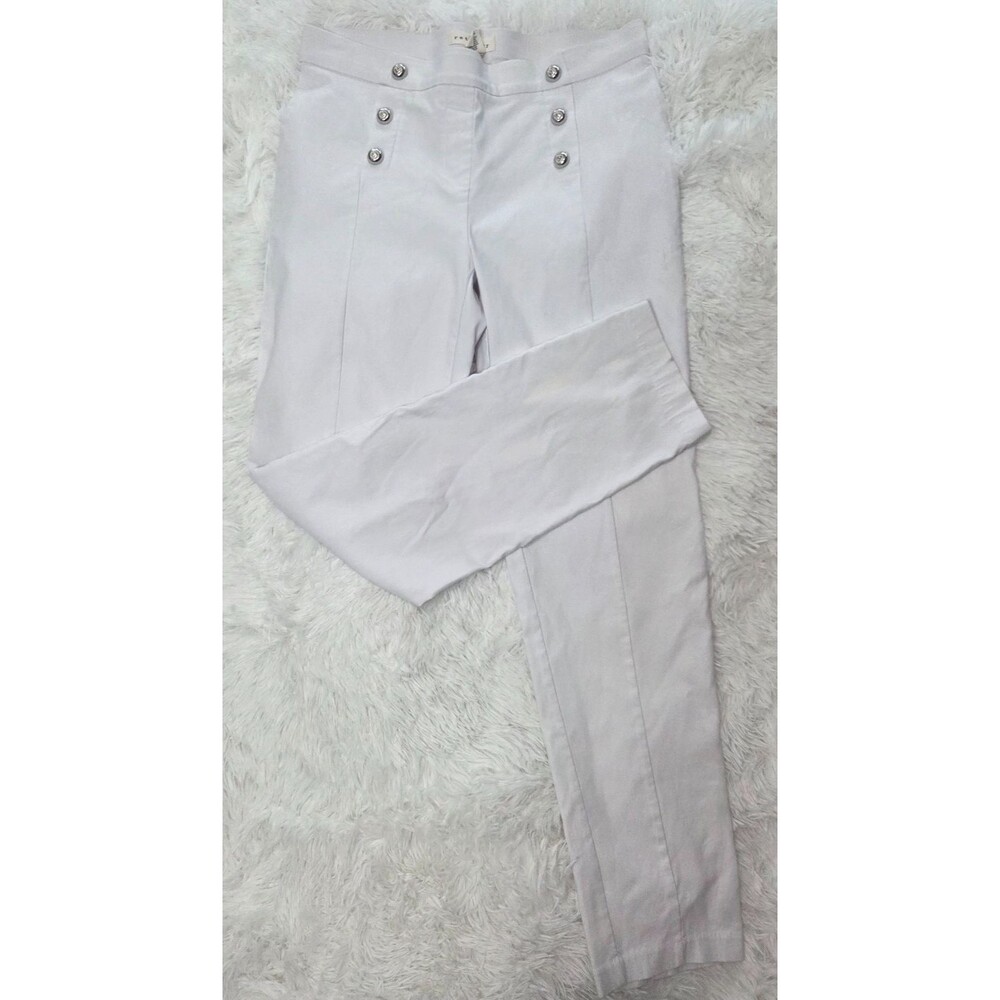 Retrology White Sailor Pants Womens Medium High Rise Nautical Button Stretch
